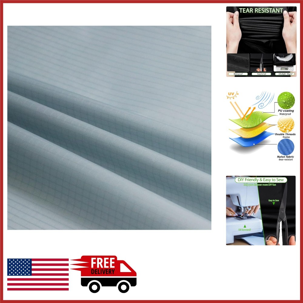 Tear-Resistant Grey Ripstop Nylon Fabric 60×196 Inch for Bags and Covers