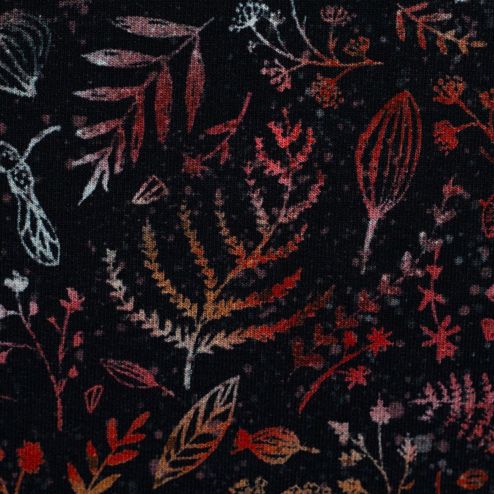 1M X 1.50M Autumn Fruits Red-Brown French Terry Christiane Zielinski Fabric