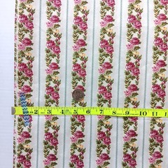 Marcus Brothers Faye Burgos Rose Floral Stripe Cotton Fabric BTY x 43″