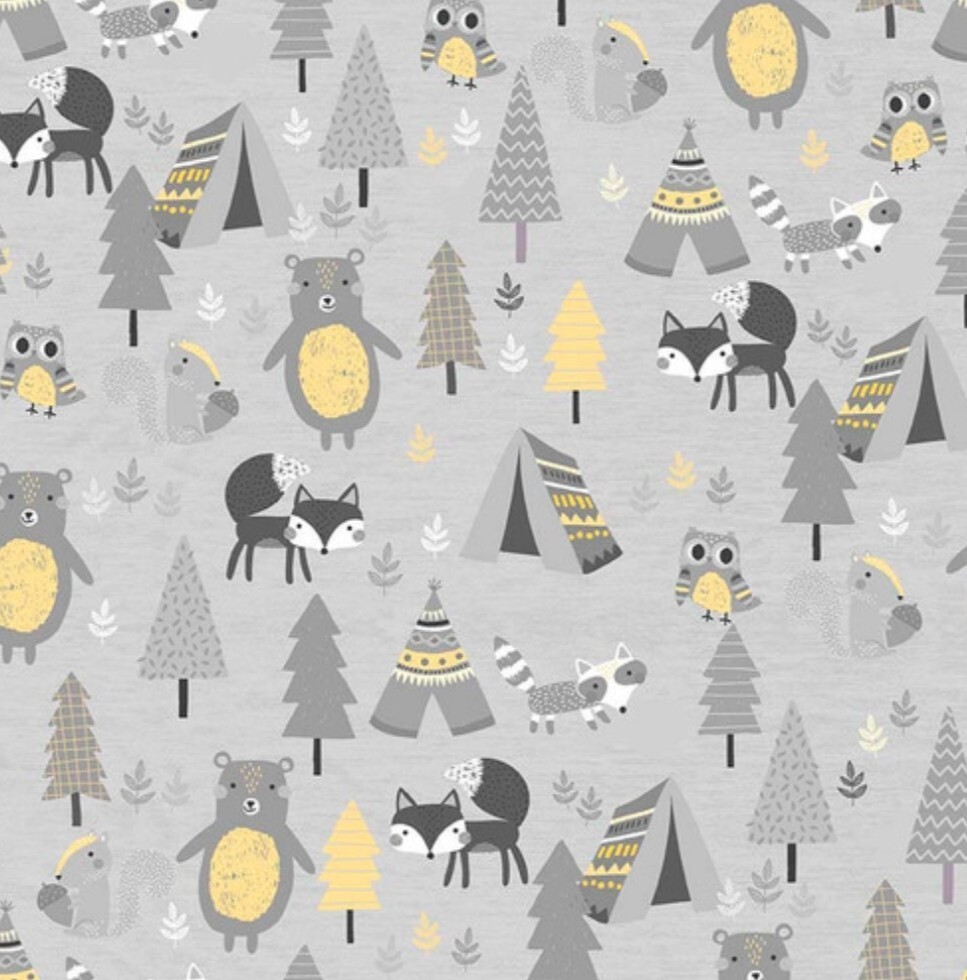 Camping Forest Animals Comfy Cotton FLANNEL Fabric by the Yard