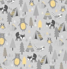 Camping Forest Animals Comfy Cotton FLANNEL Fabric by the Yard