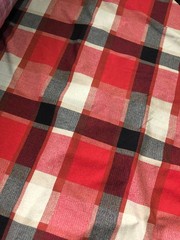Red Plaid Jersey Fabric: Black, Gray, Beige – 60” Wide