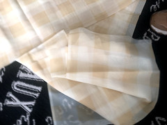 4+ Yd 58X145″ Vtg Butter Yellow Plaid SHEER Voile Chiffon FABRIC Craft Curtain