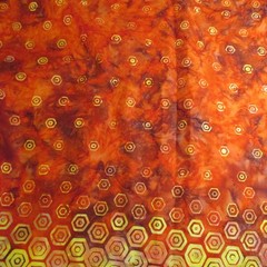 HONEYCOMB Yellow Orange Cotton Fabric Geometric Pattern 1yd x 42