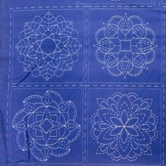 Patchwork Quilting Sewing Fabric Sashiko Mandala Navy Panel 50x110cm