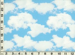 White Puffy Clouds on Light Blue Quilting & Sewing Fabric by the Yard #893