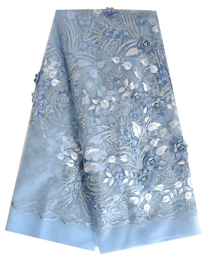 SanVera17 African Lace Fabric (Blue) 5 Yards