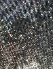 Silver Holographic Fabric Lt Wt Non-Stretch Halloween Pirate Skull Crossed Bones