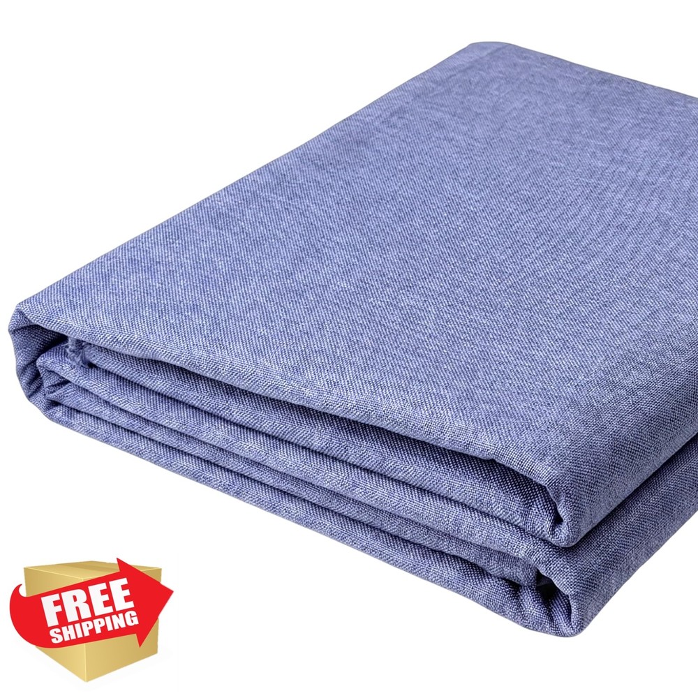 LaSilk Faux Linen Upholstery Fabric Grey Blue 1 Yard