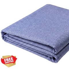 LaSilk Faux Linen Upholstery Fabric Grey Blue 1 Yard
