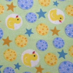 Yellow Rubber Ducks and Stars Green Flannel Fabric 45″ By The Yard