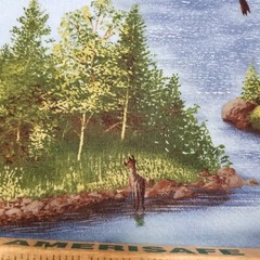 Kevin Daniels MMFab Canadian Geese Forest Lake Cabin Scenic Cotton Fabric 60×45