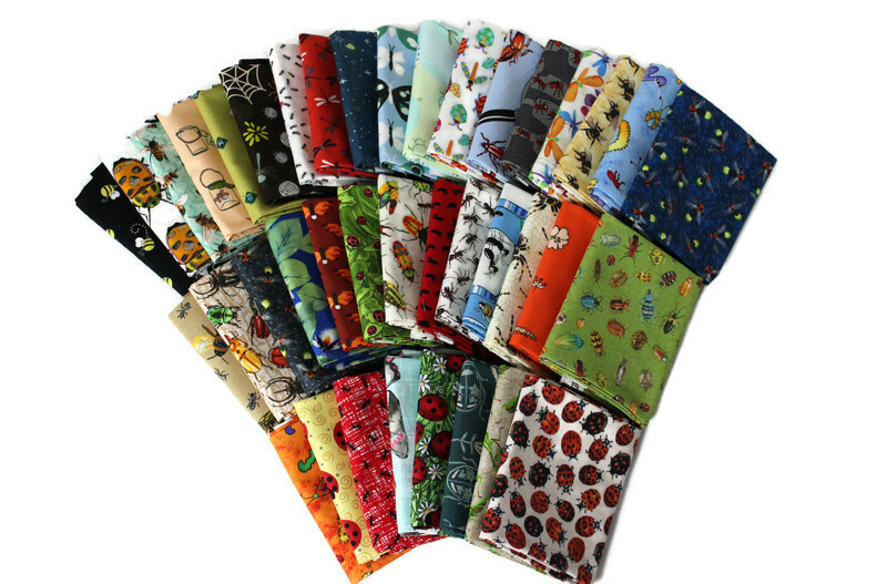 10 Fat Quarters – Assorted Bugs Insects Creepy Crawlies Beetles Moths M229.05