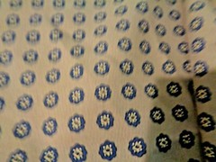 Vintage 2 Yards Burlington Studio Print Beige & Navy Silky Fabric Width 60 Inch