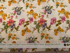 Beige Floral Print Cotton Fabric Hobby Lobby 37×44″ F102