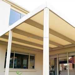 12′ Fabric Roll Fence Screen Shade Cloth Garden Awning Shelter Cover Beige