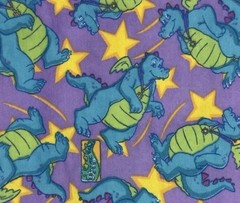 Vintage Dragon Tales Blue Dragon Ord Purple Stars Flannel Fabric 2003 44×22”