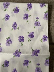 Vintage Fabric Purple Flowers Opaque Synthetic 1 Yard