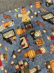 Fall Autumn Scarecrow Pumpkin Crows Fabric Leslie Beck Cranston Print