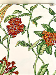 Thibaut Copa Cabana Floral & Birds Cotton Sateen White Fabric Rare Retired BTY