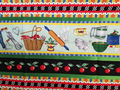 BARB’S KITCHEN Avlyn Fabrics POSSIBILITIES Cotton Spoons Rolling Pin Basket 38″