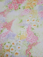 Floral Cotton Fabric Made in Japan Pink Green Orange Lavender 3.5 + Yards Spring