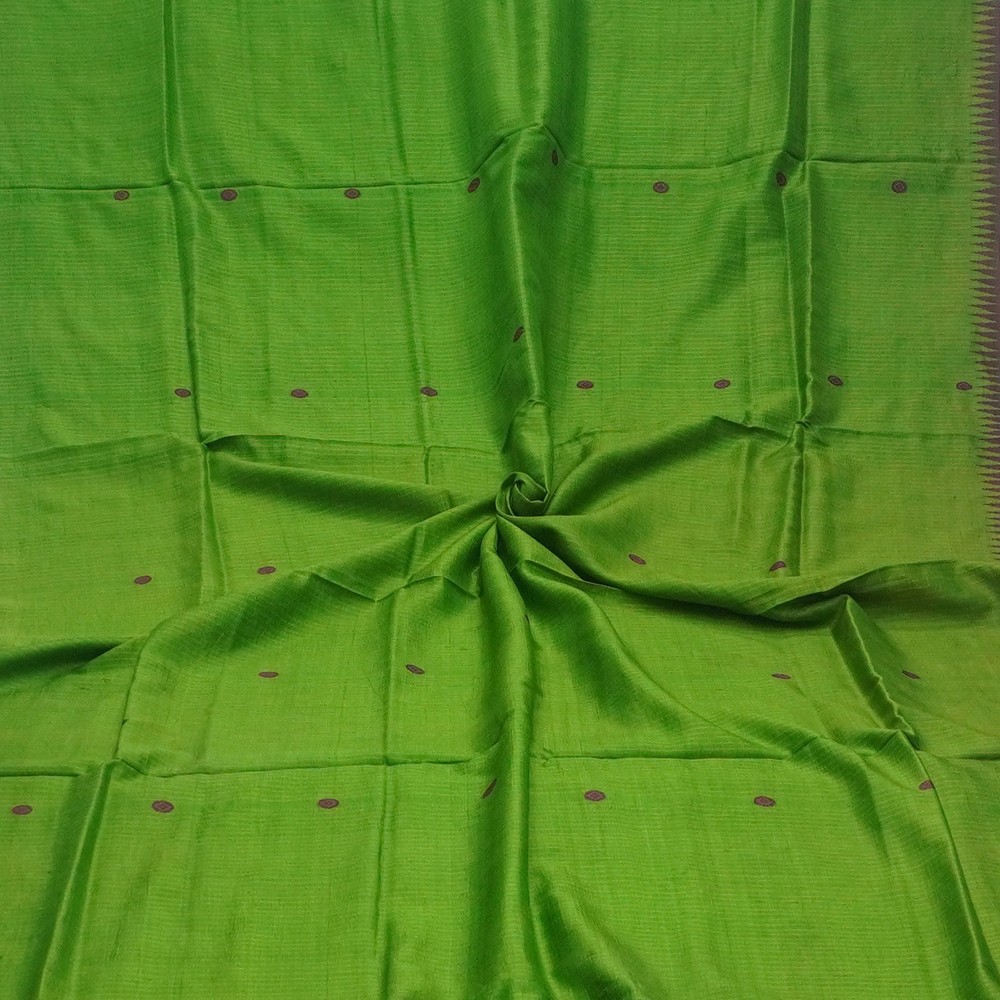 Vintage Green 100% Pure Silk Handwoven Sari Remnant 5YD Craft Fabric Silk Scrap