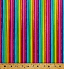 Cotton Rainbow Stripes Colorful Multi-Color Striped Fabric Print by Yard D782.75