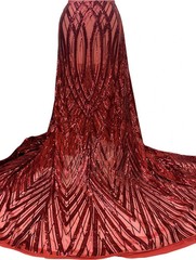 Red Stretch Sequin Lace Fabric| Sequin lace Fabric| Width: 54″ Sold by the Yard