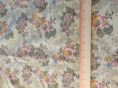 Paisley & floral cotton print fabric with beige background1 yd 19″ x 48″