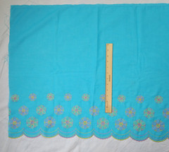 Light Blue Pastel Floral Embroidered Fabric Scalloped Border Edge 23″ x 6.5 Yds