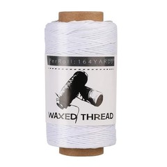 Jupean Waxed Thread, 150m /164Yards White Leather Sewing 164 Yards,
