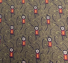 Flower Paisley Cotton Fabric 9×29″ Green Red Yellow Quilting Sewing Crafts