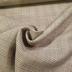 Brown and Cream Glen Plaid Double-Faced Wool Heavy Suiting