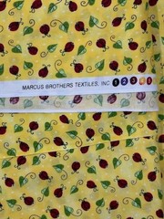 Yellow Ladybug Fabric by Dana Simson Marcus Brothers Cotton 44″ BTY