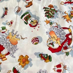 Half Yard Vintage Alexander Henry Santa Fabric Cotton Print