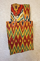 Chevron, Flame Ikat Silk Fabric TWO coordinating pattern pieces 8 yards ***READ
