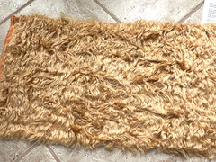 WAVY MOHAIR FABRIC REMNANT PIECE W/DYEING INFO:NWOT HONEY-COLORED 12″ X 54″