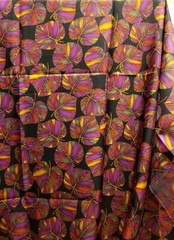 BEAUTIFUL SILK CHIFFON FABRIC COLORFUL VIBRANT LEAVES PRINT (3 YARDS) 108″ X 44″