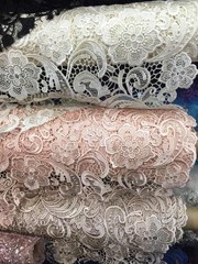 Maggie BLUSH PEACH Guipure Venice Heavy Lace Fabric by the Yard – 10019