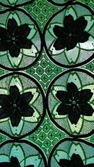 African 3D Embroidered Lace Fabric Beaded w/Flowers 51″x5 yds