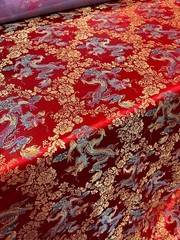 Kai RED Dragon Brocade Chinese Satin Fabric for Cheongsam/Qipao, Apparel, Costu