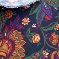 Flannel Fabric–Jewel Tone Floral on Dark Navy Cotton, 58″ Wide x 2+ Yards