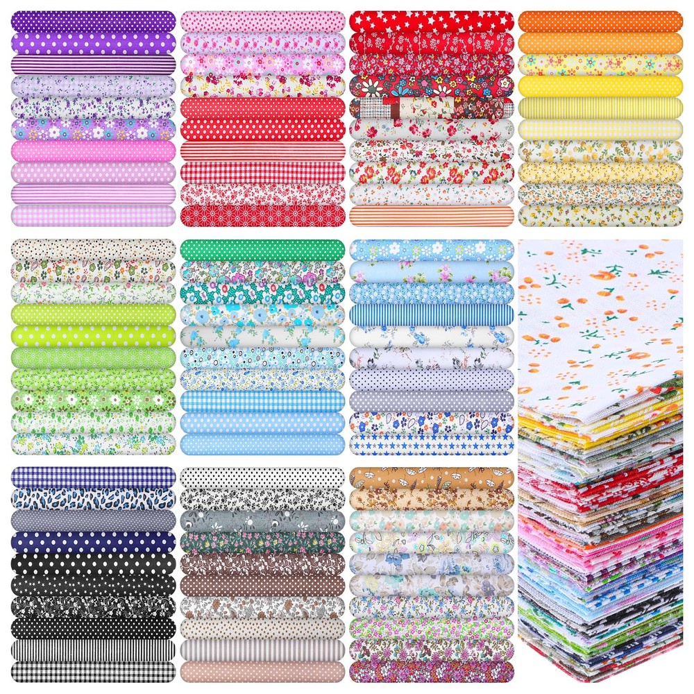 100 Pieces 10 x 10 Inches Cotton Fabric Squares, Precut Quilting Fabric Bundl…