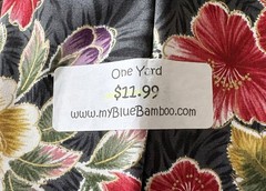 Kokka Japan Cotton Fabric 1 Yd – Vivid Peonies & Mums Black Gold Metallic Accent