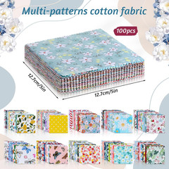 100 Pcs 5″X 5″ Charm Packs for Quilting, Precut Multi-Color Printed Floral Fabri