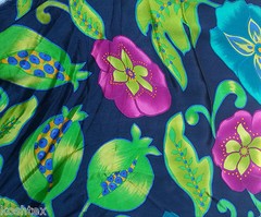Navy Bohemian Flower Print Fabric by the Yard Rayon Acetate