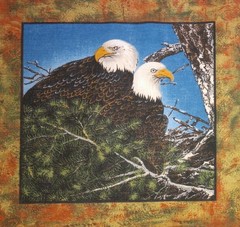 2000~Classic Cottons ~”Pair of Bald Eagles”~ Cotton Fabric ~ 8.75″x8.25″