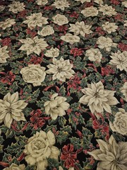 56 X 82 Red Green Tan & Metallic-Gold Christmas-Theme Cotton, Cranston, P9539