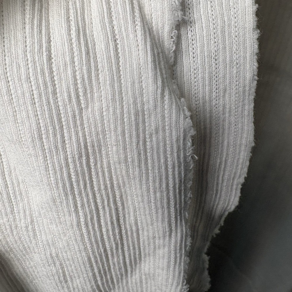3 1/2 Yds White Rib Knit Fabric 44” W med. Wt. Vertical Ribbed Cotton Blend.
